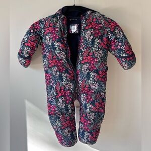 Baby Gap Navy Floral Bunting Warm Fleece-lined Snow Suit 12-18mo
